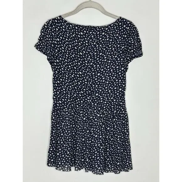Anthropologie Postmark Polka Dot Peplum Top Navy White Size Medium - Picture 6 of 6